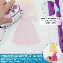 Applique Fusing Mat 13.5"X17" 34cm X 43cm With Bonus Applique Pressing Sheet And Handy Storage Tube A Great Silicone Mat And Applique  Sheet For Arts And Fusible Web Fabric Crafts - như hình ảnh - Xem 5