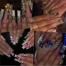 25PCS 3D Gold Nail Charms Alloy Nails, Set Nail Art Decoration With Cron, Dollar, Gun Nail Stones Nail Jewels Accessories Nail Art Supplies Manicure Set 1 - SET1 - 查看 3