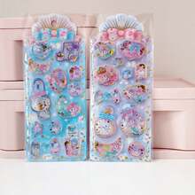 1张超可爱泡泡贴纸，3D闪光可爱少女贴纸，可爱卡通美人鱼摇摇贴纸，剪贴簿DIY装饰材料【部分图案随机，颜色可能存在差异，款式随机】 - 彩色 - 查看 9