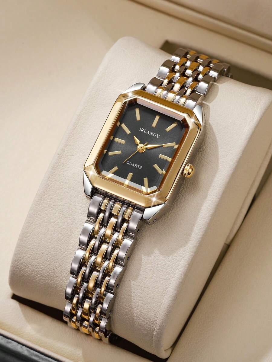 1 件女士优雅石英腕表，钢带，方形表盘，经典奢华风格（仅手表，无盒） - 彩色 - 查看 1