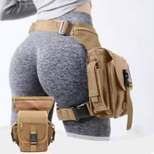 1PCS Cycling Leg Bag Outdoor Thigh Pack, Tactical Molle Waist Pack With Multi-Layer Storage Compartments, Adjustable Straps For Mountain Biking Motorcycle Riding Hiking Travel Festival Essentials EDC Gear - 卡其色 - 查看 1