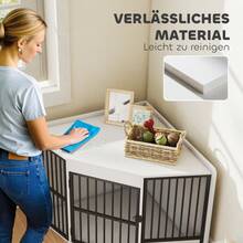 PawHut Dog Crate, Small And Medium Dog Kennel, Pet Box, Feeding Door, MDF, Metal, White (On Site) - 1 - View 3