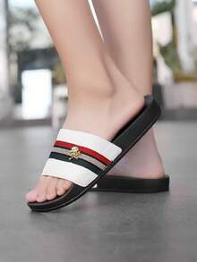 23# Plus Size Men's Summer Slippers, Size 36-50, Outdoor Comfortable Casual Shoes, Lightweight Non-Slip House Slippers, Wear-Resistant Breathable Men's Sandals, Outdoor & Daily Wear (Asymmetric Pattern). The Soles Of These Slippers Are Made Of EVA Material. Do Not Expose To Direct Sunlight For A Long Time, Otherwise The Shoes Will Shrink. - 217 White - View 8