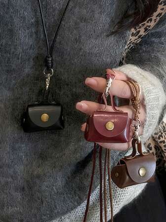 Vintage myntväska i konstläder, minimalistiskt halterneckhalsband för kvinnor, nischlång dekorativ väska, dekorativ hängande kedja för höst/vinter, lämplig för reseorganisatör, supermini kosmetikväska