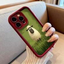 Cubierta de teléfono con diseño de oveja animada color verde oscuro para uso diario y viajes - Blanco - Ver 6