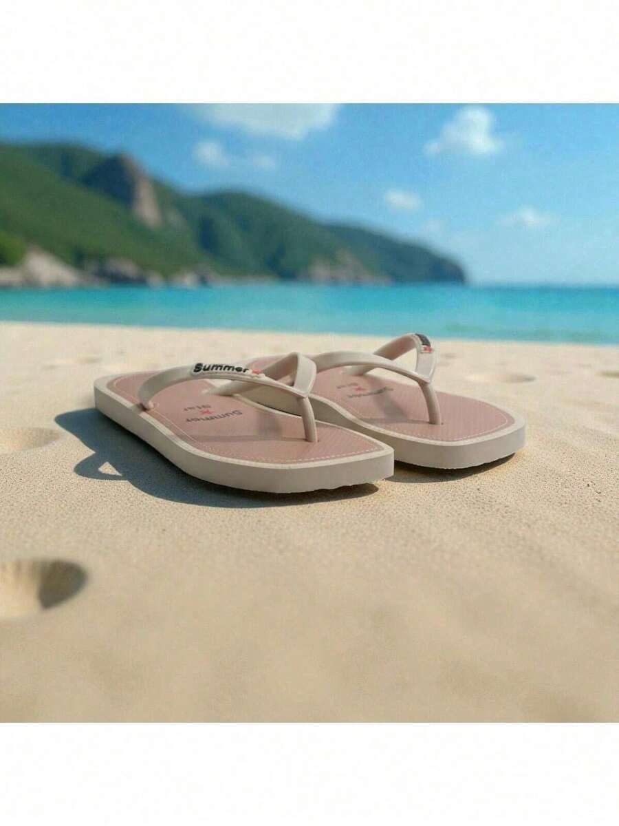 Chinelo Feminino Summer Star Leve Confortável Solado Macio Ideal Para Passeios Praia e Piscina Verão 2025 - Bege - Visão 1
