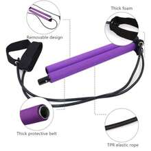 Multi-Functional Yoga Exercise Stick, Pilates Bar Set With Resistance Band - Home Fitness Equipment With Foot Rings, Portable Yoga Pull Bar, Fitness Elastic Band, Suitable For Pilates Exercises, Yoga, Home Fitness, Slimming Exercises - Gậy Pilates - Xem 7