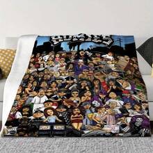 [HOMIES Printed Flannel Blanket] HOMIES Soft Printed Flannel Blanket - Multifunctional Nap Blanket And Small Throw With Creative Themed Patterns - Perfect Gift For Friends - đầy màu sắc - Xem 4