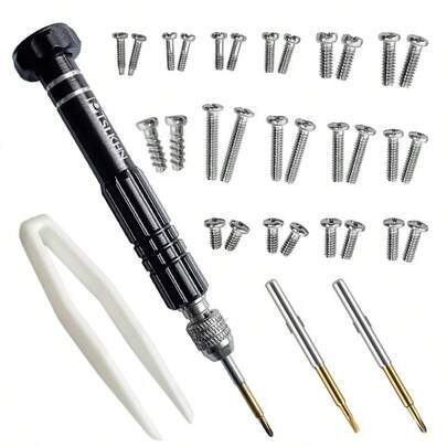 Eye Glass Repairing Kit, S2 Steel Screwdriver With 15 Types Of Screws, Precision Eyeglass Repair Set Black2in1 - Screws