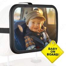 Most Stable Large Deluxe Baby Car Mirror - Premium Matte Finish, Ultra HD Shatterproof PMMA Backseat Mirror, Secure & For Infants (Black) - Multicolor - View 3