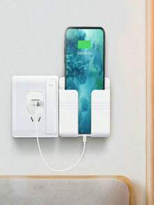 1/2pcs Phone Holder, No-Drill Wall Mount Phone Rack, Storage Rack, Multi-Function Organizer, Phone Charging Stand, Remote Control Storage Box, Suitable For Bedroom, Living Room, Bathroom, Halloween And Christmas Decoration - Multicolor - View 7