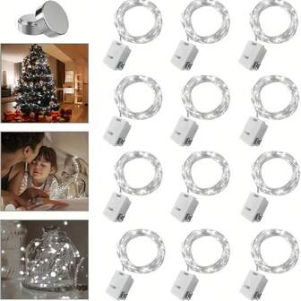 3/5/12 件装 LED 灯串，配三个可调节礼盒装饰，6.56 英尺/20 个 LED 灯珠，可用于装饰装在小彩盒中的鲜花和糕点，也可用于家居装饰、圣诞装饰、舞台装饰和主题派对装饰。