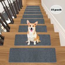 7/15pcs 19*45cm Rectangular Non-Slip Stair Treads, Plain, Self-Adhesive Anti-Slip Stair Mats, Suitable For Wooden Steps - 22x70cm Indoor Peel And Stick Carpet, Durable Stair Pads, Suitable For Elderly, Pets And Families, Relieve Foot Pressure - Multicolor - View 21