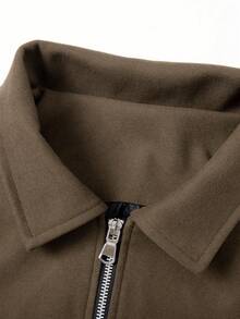 Men's Jacket, Autumn/Winter Wool Windbreaker Solid Color Jacket, Fashion Lapel Patchwork Artistic Motorcycle Jacket