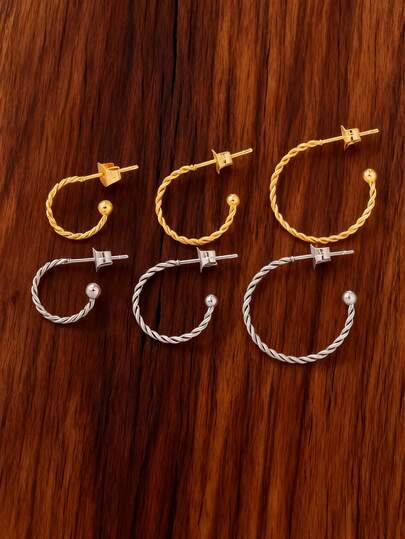 10Pcs 12-20mm Stainless Steel Twist Earring Hooks C Shape Earring Making Supplies Earring Setting Base For DIY Jewelry Making Findings Accessories