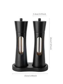 1 件/2 件/3 件/4 件红木胡椒研磨器，厨房透明亚克力香料研磨器，适用于胡椒、海盐、黑胡椒，带陶瓷芯 - 棕色 - 查看 7