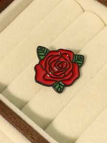 1pc Minimal Floral Shaped Decorative Brooch, Suitable For Men's Daily Wear, Rose Flower Lapel Pin