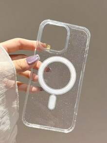 Transparent Soft Gel Magnetic Charging Case | Shockproof & Slim Compatible With IPhone - Glitter Transparent - View 1