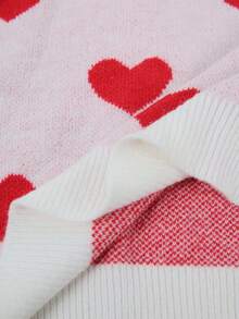 Plus Size Heart Pattern Color Block Simple Casual Pullover Sweater