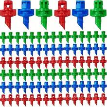 91/180pcs,90/180/360 Degrees Drip Irrigation Emitters, 3 Color Heads Irrigation Misting Sprinkler, Refraction Micro Sprayer Applicable For Lawn Watering System