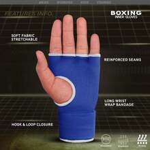 Guantes híbridos para levantamiento de pesas, gimnasio, fitness, entrenamiento, boxeo, artes marciales mixtas, muay thai, gimnasio, entrenamiento, guantes interiores de gel, guantes sin dedos, guantes y guantes de protección para la mano. - Azul / Patchwork - Ver 6