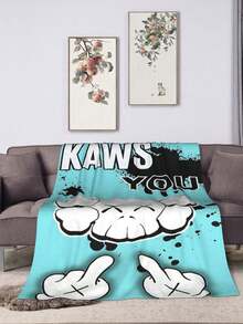 1Pc Kawss Kawaii Kaw Blanket Anime Lovers Gift Idea - Luxuriously Soft Flannel Blanket For Couch, Camping & Travel Adventures - 黑色 - 查看 2