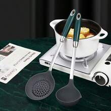 1 件装 304 硅胶头炒锅切菜刀搅拌勺硅胶汤勺厨房用具勺子耐高温厨房炊具