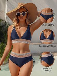 Women's New Soft Strap Sexy Bikini Set, Summer Beach - Navy Blue - View 1