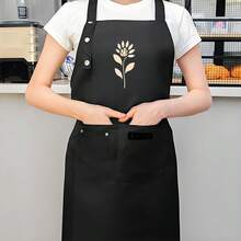1 Piece Vintage Style Printed Apron - High-Quality Polyester Gold Floral Design, Adjustable Shoulder Straps, Multiple Pockets, Durable Kitchen Gardening Apron, Cooking Baking Home Chef Cute Apron - AZX0001 - View 1