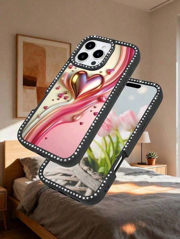 Romantische Herz Glänzende Handyhülle, Coquette Ästhetik Weiche TPU Hülle Mit Anti-Gelbfärbungsschutz ​ ​        Kompatibel mit iPhone 17Promax/17Pro/17Air/17/16Promax/16Pro/16Plus/16/15Promax/15Pro/15Plus/15/14Promax/14Pro/14Plus/14/13Promax/13Pro/13/12Promax/12Pro/12/11Promax/11