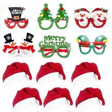 12pcs Christmas Glasses Frame Headband Santa Hat Reindeer Funny Gift Set, Christmas Student Costume Party Decoration Combo - Multicolor - View 10
