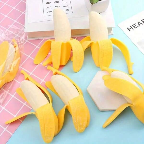 1pc Funny Squeeze Banana Squishy Toy, Novelty Gag Joke Fruit Squeeze Stress Relief Toy, Realistic Banana Squeeze Toy, Sensory Fidget Toy, Stress Relief Squeeze Toy. Prank Gag Creative, Educational Toy For Teens And Adults, Stress Relief Squeeze Toy, Holiday Party Favor, Gift For Easter, Valentine's Day, Thanksgiving