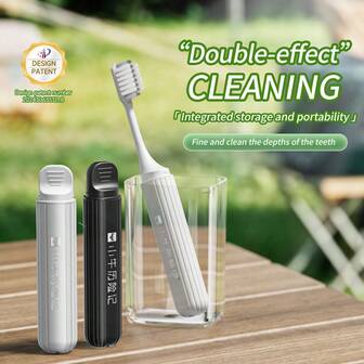 Portable Foldable Soft Fur Toothbrush With U-Shaped Brush Head For Deep Oral Cleaning, Suitable For Adult Business Trips And Travel