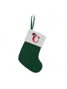 قطعة واحدة جوارب مصنوعة من الأكريليك مطرزة بشجرة وشخصية رجل الزنجبيل،ديكور منزلي لحفلة عيد الميلاد