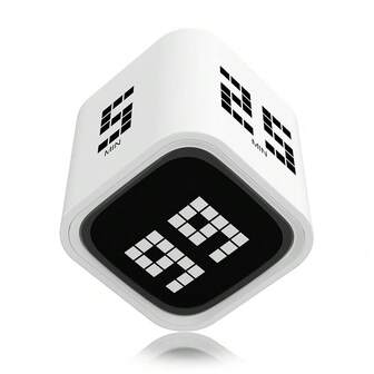 SULVGO 数字立方体番茄钟计时器 生产力计时器 厨房计时器 桌面计时器 5/10/30/60分钟及自定义倒计时，震动和可调节声音闹铃，适用于任务工作、烹饪、学习