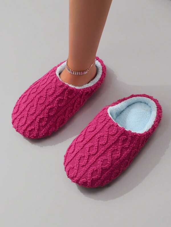 Modische, süße Candy-Macaron-farbene, warme, flauschige, weiche und leise Damen-Hausschuhe