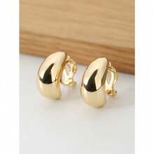 Fashionable Non-Pierced Clip-On Earrings For Women - Yellow Gold - View 4