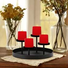 Black Iron Candle Holder Tray, Suitable For Restaurant, Bedroom, Christmas, Halloween, Housewarming And Other Holiday Home Decor (Candles Not Included) - Black - View 6