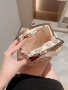 1 件优雅花卉手拿包，仿珍珠手提包，适合晚宴、白色浪漫婚礼新娘包、正式晚宴单肩包，带链条 - 杏色 - 查看 8