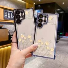 Funda de diseño floral para Samsung Galaxy S25 ULTRA/S25/S24 Ultra/S24, S23/S23 FE/S23 Ultra/S22 Series con impresión clara, protección de marco de lente y material de TPU electrochapado, adecuada para todos. - Colores mixtos - Ver 9