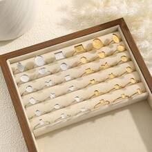 4pcs 304 Stainless Steel 18K Gold-Plated Multi-Style Adjustable Ring Tray Base DIY Charm Jewelry Making Accessories Women's Stainless Steel Jewellery Crafting Components - Ring Setting - View 9