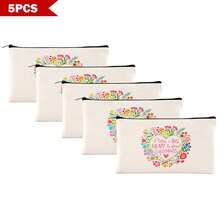 Preppy Style 1/5/10-Pack Canvas Cosmetic Cases For Teachers – Portable Zippered Pouches For Makeup, Stationery, Jewelry Storage – Teacher Life & Survival Kit Printed Designs – Hand-Washable, Multi-Purpose Gift Bags For School, Home – Ideal For Teacher Appreciation, Back To School, Graduation, Thanksgiving, Christmas Gifts Makeup Bag Make Up Bag Makeup Pouch Cosmetic Bag Toiletry Bag Wash Bag Travel Essential Cruise Essentials Vacation Essentials For Men Women - Beige - View 29