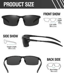 DUCO Mens Sports Polarized  UV Protection  For Men 8177s - 黑色鏡框 白色圓點 灰色鏡片 - 查看 3