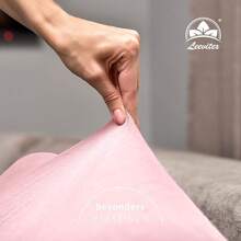 Leevitex ®   Premium Fitted Sheet, 180 X 200 – 200 X 220 Cm, 40 Cm Base, Also For Box Spring Bed And Waterbed, 100% Mako Jersey Cotton, Oeko-Tex Certified, 170 G/M², Dark Green/Fir Green - Pink / Rose - View 4