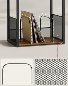 Soporte para Tocadiscos, Gabinete para Tocadiscos de 3 Niveles, Soporte para Vinilos para hasta 100 Álbumes, Mesa de Centro para Sala de Estar, Dormitorio, Marrón Rústico - Marrón - Ver 4