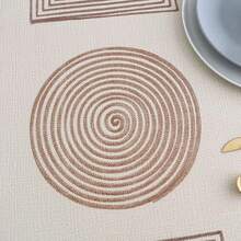 Water And Oil Resistant PVC Tablecloth With Nordic Style Floral And Geometric Pattern Print, For Dining Table Or Coffee Table - Apricot - View 6