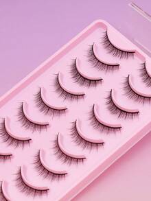 1/5/10对超薄自然假睫毛，1盒，蓬松柔软浓密3D水貂毛假睫毛，纤长纤细睫毛，凌乱睫毛根部，多层假睫毛，短而浓密假睫毛 - 自然纖長款 - 查看 6