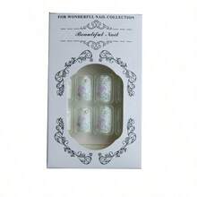 24-Piece Nail Art Kit Embossed Rock-Infused 3D Lace Floral Accents White Pearl Manicure Set For Women, Creative DIY Gothic Grunge Flair Designs With Dazzling Gems, Matte Pearls & Flexible Chains For Long Coffin Stick Nails - 白色 - 查看 5