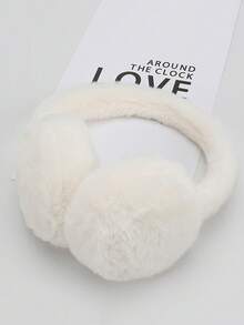 1个纯色耳罩 - 柔软毛绒耳罩，可折叠耳罩，舒适防寒耳罩，适合冬季户外女性冬季服装