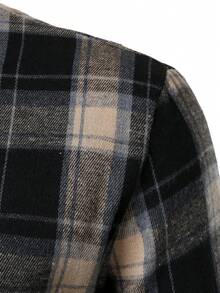 Áo sơ mi nam dài tay cài nút vải nỉ kẻ caro thường ngày - Màu Khaki - Xem 3